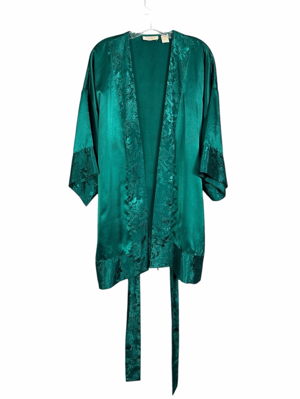 Vintage Victoria's Secret Gold Label Green Lace Teddy & Satin Robe Set Women's M - Picture 3 of 9